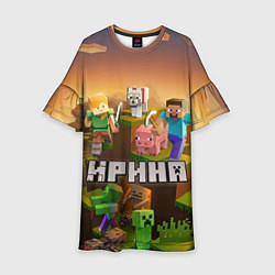 Платье клеш для девочки Ирина Minecraft, цвет: 3D-принт