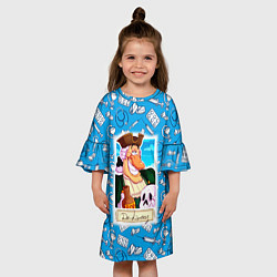 Платье клеш для девочки Доктор Ливси с черепом и ромом, цвет: 3D-принт — фото 2