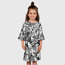 Платье клеш для девочки Граффити на белом фоне, цвет: 3D-принт — фото 2