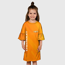 Платье клеш для девочки Chevrolet Абстракция жёлтая, цвет: 3D-принт — фото 2