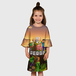 Платье клеш для девочки Федор Minecraft, цвет: 3D-принт — фото 2