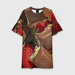 Платье клеш для девочки Клубника и шоколад Рошен, цвет: 3D-принт