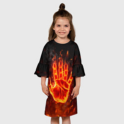 Платье клеш для девочки Рука в огне, цвет: 3D-принт — фото 2