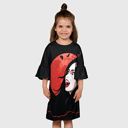 Платье клеш для девочки Вампирша на фоне красной луны, цвет: 3D-принт — фото 2