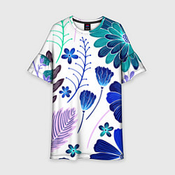 Платье клеш для девочки Графичная растительная композиция, цвет: 3D-принт