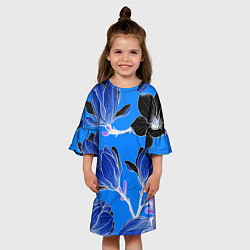 Платье клеш для девочки Растительная композиция - минимализм, цвет: 3D-принт — фото 2