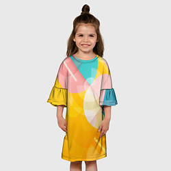 Платье клеш для девочки Геометрическая абстракция в солнечных тонах, цвет: 3D-принт — фото 2