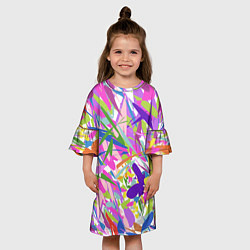 Платье клеш для девочки Сочные краски лета и бабочки, цвет: 3D-принт — фото 2