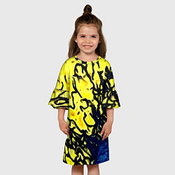 Платье клеш для девочки Клякса и краски, цвет: 3D-принт — фото 2