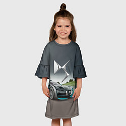 Платье клеш для девочки Citroen DS Spirit - скоростной режим, цвет: 3D-принт — фото 2