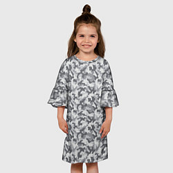 Платье клеш для девочки Камуфляж М-21 серый, цвет: 3D-принт — фото 2