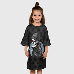 Платье клеш для девочки Скелет рокера, цвет: 3D-принт — фото 2