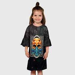 Платье клеш для девочки Череп в распираторе, цвет: 3D-принт — фото 2