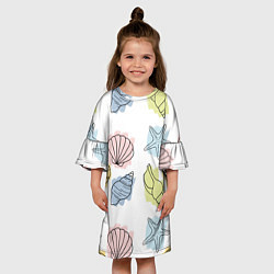 Платье клеш для девочки Морские обитатели, цвет: 3D-принт — фото 2
