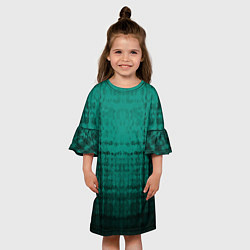 Платье клеш для девочки Мозаичный узор в черно -зеленых тонах, цвет: 3D-принт — фото 2