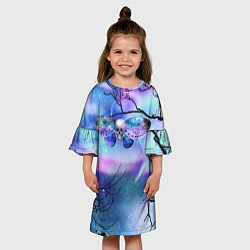 Платье клеш для девочки Бабочка - череп, цвет: 3D-принт — фото 2