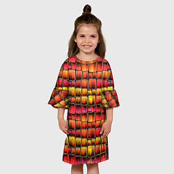 Платье клеш для девочки Неоновый геометрический узор, цвет: 3D-принт — фото 2