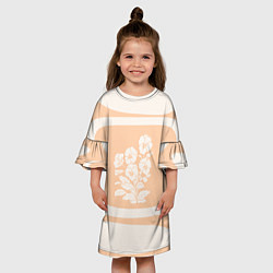 Платье клеш для девочки Цветы на кремовом фоне, цвет: 3D-принт — фото 2