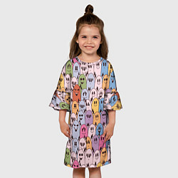 Платье клеш для девочки Круглые чертики с рожками, цвет: 3D-принт — фото 2