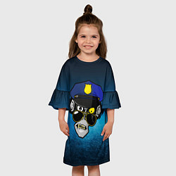 Платье клеш для девочки Череп полицейского, цвет: 3D-принт — фото 2