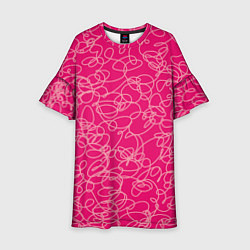 Платье клеш для девочки Особо розовый Девчачий, цвет: 3D-принт