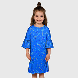 Платье клеш для девочки Особый Сине-голубой абстрактный, цвет: 3D-принт — фото 2