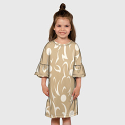 Платье клеш для девочки Абстрактные фигуры на кремовом фоне, цвет: 3D-принт — фото 2
