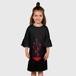 Платье клеш для девочки Сердца, истекающие кровью, цвет: 3D-принт — фото 2