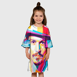 Платье клеш для девочки Джонни Депп портрет, цвет: 3D-принт — фото 2