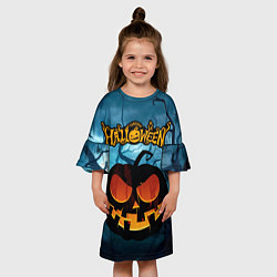 Платье клеш для девочки Halloween pumpkins, цвет: 3D-принт — фото 2