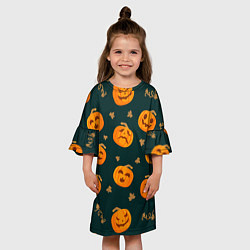 Платье клеш для девочки Хэллоуинские тыквы, цвет: 3D-принт — фото 2