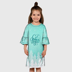 Платье клеш для девочки Новогодние завихрения, цвет: 3D-принт — фото 2