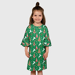 Платье клеш для девочки Рождественские кролики, цвет: 3D-принт — фото 2