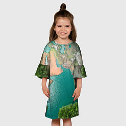 Платье клеш для девочки Карта Земли, цвет: 3D-принт — фото 2
