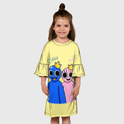 Платье клеш для девочки Радужные друзья: Синий и Розовая, цвет: 3D-принт — фото 2