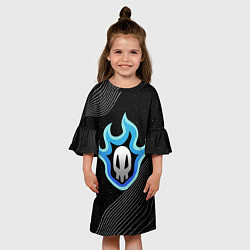 Платье клеш для девочки Логотип Блич - череп, цвет: 3D-принт — фото 2