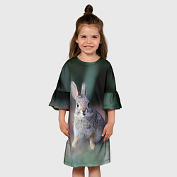 Платье клеш для девочки Малыш кролик, цвет: 3D-принт — фото 2