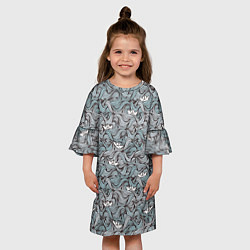 Платье клеш для девочки Кораблик бумажный на волнах, цвет: 3D-принт — фото 2