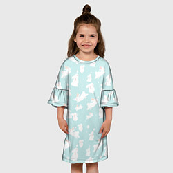 Платье клеш для девочки Паттерн из белых зайчиков, цвет: 3D-принт — фото 2