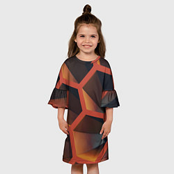 Платье клеш для девочки Абстрактные шестигранные фигуры, цвет: 3D-принт — фото 2