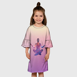 Платье клеш для девочки Поза лотоса в йоге, цвет: 3D-принт — фото 2