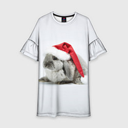 Платье клеш для девочки Рождественский кролик - 2023, цвет: 3D-принт