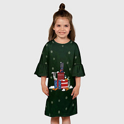 Платье клеш для девочки Зайцы на подарках, цвет: 3D-принт — фото 2