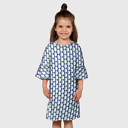 Платье клеш для девочки Геометрические бело-синие круги, цвет: 3D-принт — фото 2