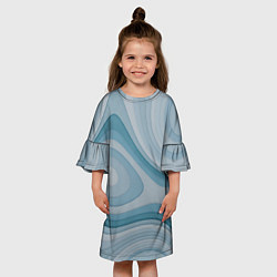 Платье клеш для девочки Волнообразные синие текстуры, цвет: 3D-принт — фото 2