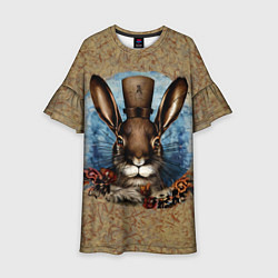 Платье клеш для девочки Ретро кролик, цвет: 3D-принт