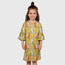 Платье клеш для девочки Милый кролик с морковкой, цвет: 3D-принт — фото 2