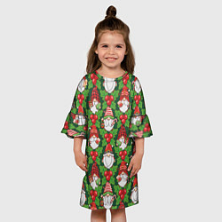 Платье клеш для девочки Новогодние гномы - паттерн, цвет: 3D-принт — фото 2