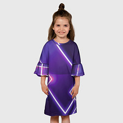 Платье клеш для девочки Неоновые прямоугольники, цвет: 3D-принт — фото 2