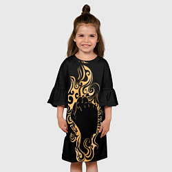 Платье клеш для девочки Поднятый вверх кулак, окруженный золотым пламенем, цвет: 3D-принт — фото 2